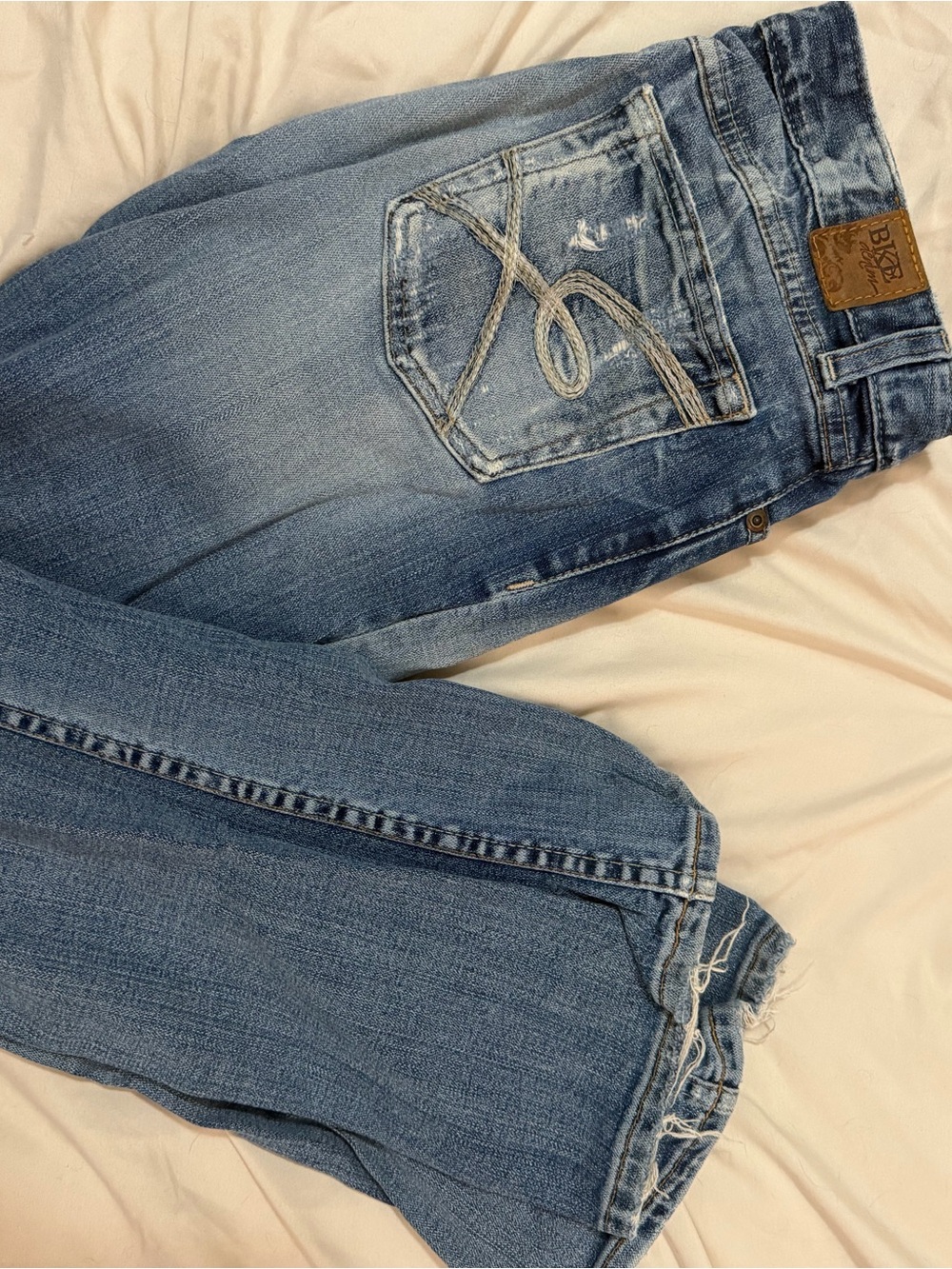 BKE Women's Light Blue Flared Jeans with Embroidered Back Pockets
